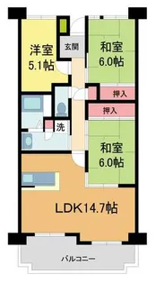 白鷹香枦園マンション【7階】の間取り