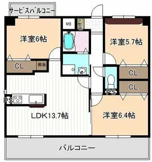 グレース当知【0201号室】の間取り