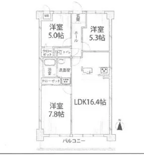 ヒルサイドテラス北平野【2階】の間取り