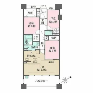 藤和八事緑ヶ岡ホームズ【7階】の間取り