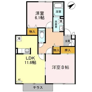 リバーサイド 壱番館【2-B号室】の間取り
