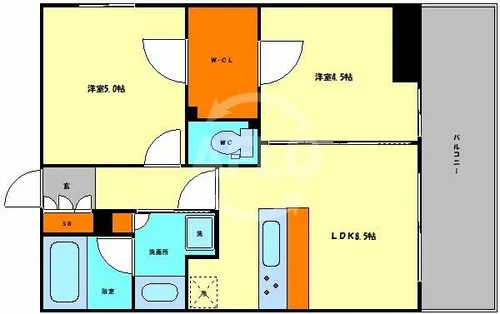 ラシュレ天満橋【15階】の間取り