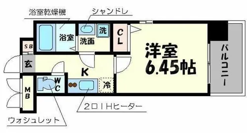 ウエンズ東心斎橋【8階】の間取り