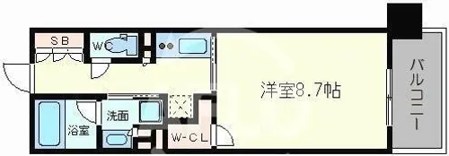 パークアクシス心斎橋【3階】の間取り