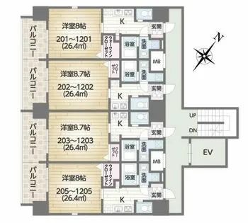 フォレストグレイス城東京橋Ⅰ【8階】の間取り