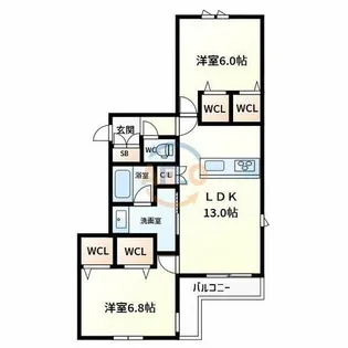 内代レジデンスサウス【3階】の間取り