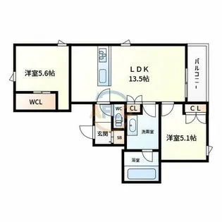 内代レジデンスサウス【3階】の間取り