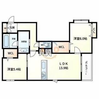 内代レジデンスサウス【4階】の間取り