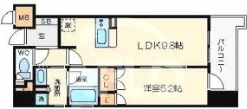 セイワパレス大手前西【6階】の間取り