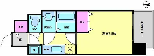 レジュールアッシュ都島ヴェルクレール【4階】の間取り