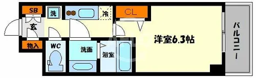 プレサンス谷町九丁目ディセオ【9階】の間取り