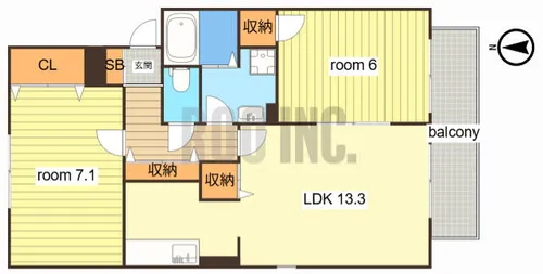 ウィンディーヒルズ【B103号室】の間取り