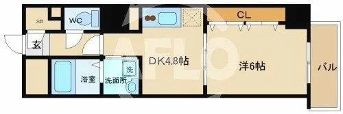 エステムコート心斎橋EASTⅢエクシード【14階】の間取り