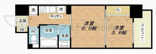 セレニテ心斎橋グランデ【6階】の間取り