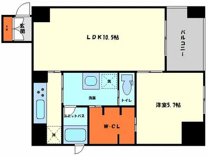 ルクレ堺筋本町レジデンス【14階】の間取り