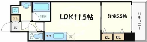 ウイングコート阿波座【5階】の間取り