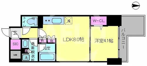 クロスレジデンス阿波座【8階】の間取り