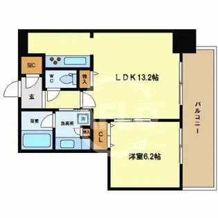 クロスレジデンス大阪新町【12階】の間取り