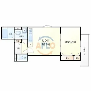 クリエオーレ照ヶ丘Ⅰ【3階】の間取り