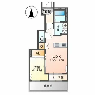 仮)あま市新居屋大日南アパート【1階】の間取り