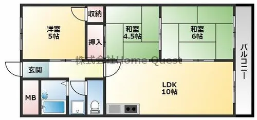 玉手山内外ハイツ【3階】の間取り