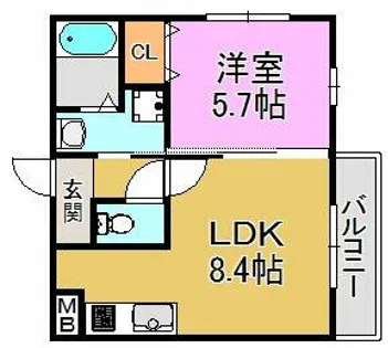 フジパレス森河内西Ⅱ番館【2階】の間取り