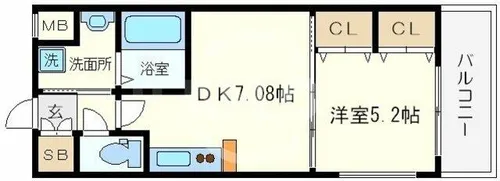 グランシス難波西【2階】の間取り