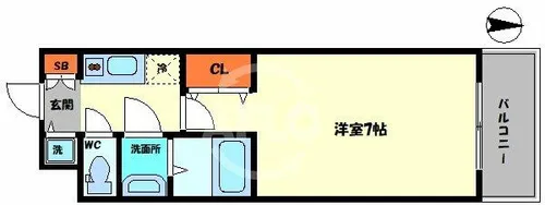 S-RESIDENCE難波大国町Uno【3階】の間取り