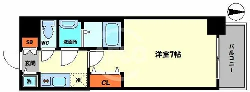 S-RESIDENCE難波大国町Uno【3階】の間取り