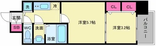 S-RESIDENCE日本橋Qualier【6階】の間取り