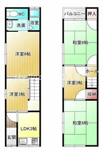 大阪府八尾市福万寺町4丁目【一戸建】の間取り