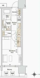 パークアクシス大阪新町【13階】の間取り