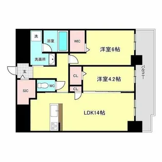 ルクスエテルナ江戸堀【6階】の間取り