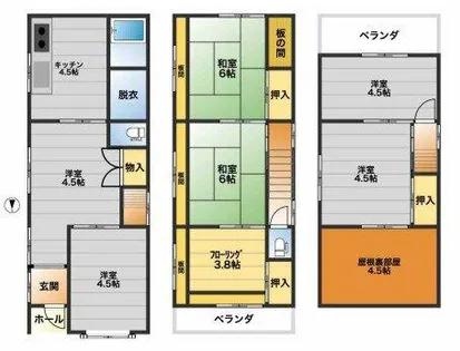 大阪府大阪市住之江区粉浜3丁目【一戸建】の間取り