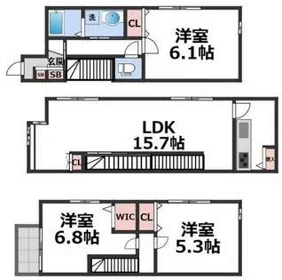 大阪府東大阪市池島町3丁目【一戸建】の間取り