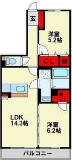 レーヴ永犬丸【5階】の間取り