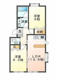 WEST COURT N棟【301号室】の間取り