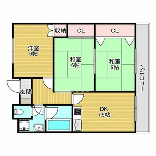 サンハイツ沢良宜西【1階】の間取り