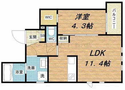 シュクル今里【3階】の間取り