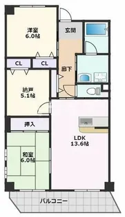 グレンエデン北谷【1階】の間取り