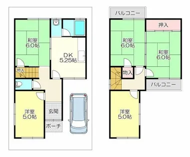 大阪府八尾市高砂町5丁目【一戸建】の間取り