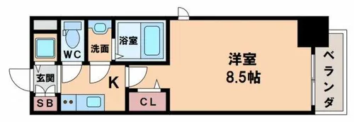 レジュールアッシュ天王寺堂ヶ芝【2階】の間取り
