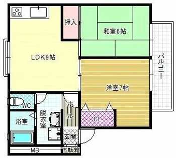 エクセルコーポ陵南A棟【2階】の間取り