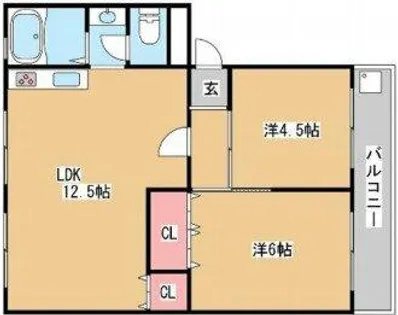 上高丸厚生年金住宅2号棟【305号室】の間取り