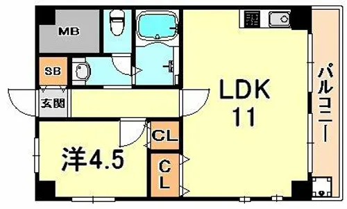 グランディア国体通り【4階】の間取り