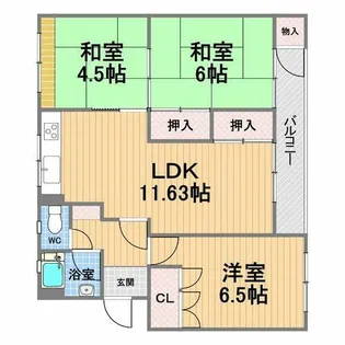 鈴谷住宅3号棟【3階】の間取り