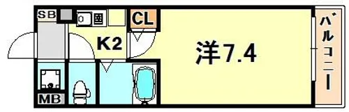 エステムコート新神戸エリタージュ【2階】の間取り