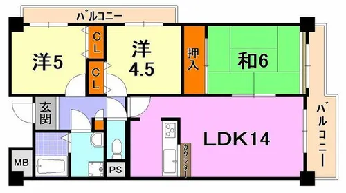 ライフ新神戸【6階】の間取り