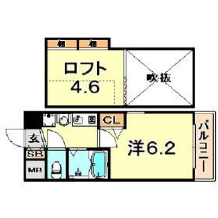 エステムコート三宮EASTポルトマーレ【6階】の間取り