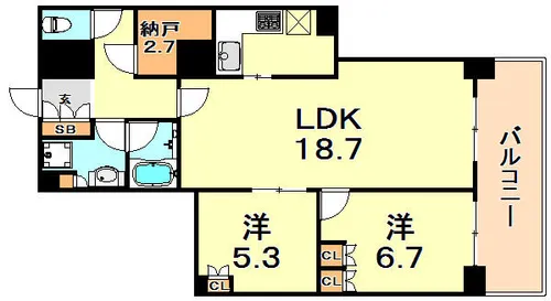 アーバンライフ神戸三宮ザ・タワー【18階】の間取り